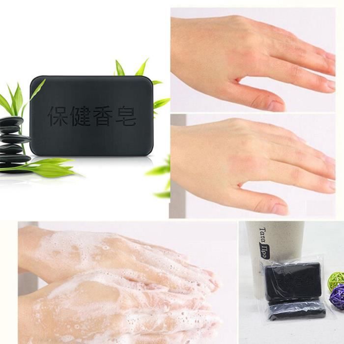 Savon Noir Longrich Au Charbon De Bambou 100g - Détoxifiant Et éclaircissant, Pour Peau Grasse, 100% Naturel