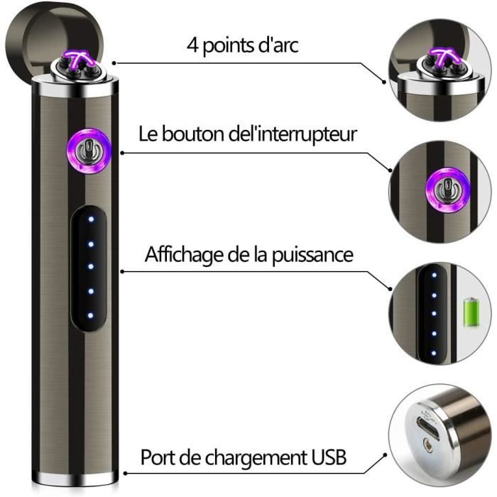 Briquet électrique USB, Allume-Cigare à Arc Plasma Tournant USB Briquet Turbo électrique Capteur