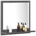 7770NEW FR® Elégant Miroir de salle de bain Contemporain,Miroir mural Moderne Pour salle de bain Salon Chambre Gris brillant 40x10,5-2