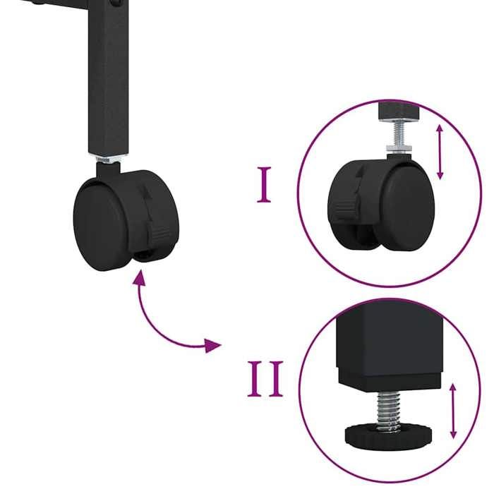 Support D’imprimante Avec Roulettes En Chêne Noir – Meuble Bureau Rangement Mobile 60x48x74 Cm