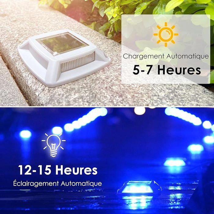 Hoyiours Lot 12 Spots Solaires Extérieur IP68 - Éclairage Chemin, Escalier Et Jardin 24LM, Puissant Et Étanché - Blanc Chaud