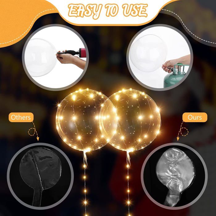 BoBo Lot de 6 ballons avec lumière LED clignotante, 3 niveaux de