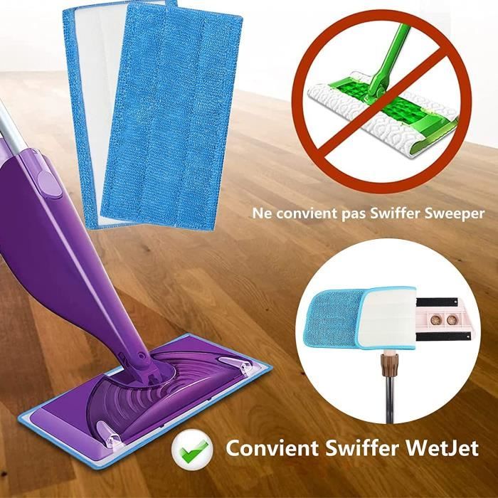 6PCS Lingettes Reutilisable pour Swiffer WetJet Wood, Lingette Recharges  Bleu pour Swiffer Parquet WetJet Balai Spray QXQZL3GIKC
