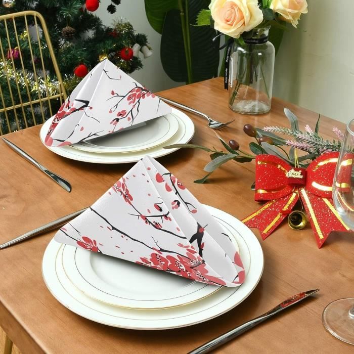 Lot De 6 Serviettes De Table En Tissu Cerise Pour La Maison, La Cuisine,  Les Vacances, La Décoration De Noël, 50,8 X 50,8 Cm[x7772]