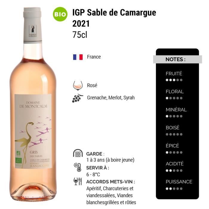 Bio 2021 Domaine Rosé Camargue de Lot - Flamant Roussillon - - Cdiscount de de Montcalm - Rosé du cave Gris - Languedoc IGP La Sable - 6x75cl Vin