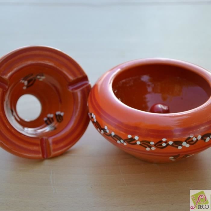 Cendrier Orange Tatoué Main - Diamètre 12 Cm, Lavable, Sans Plomb - Décoration Et Pratique Pour Fumeurs - 4