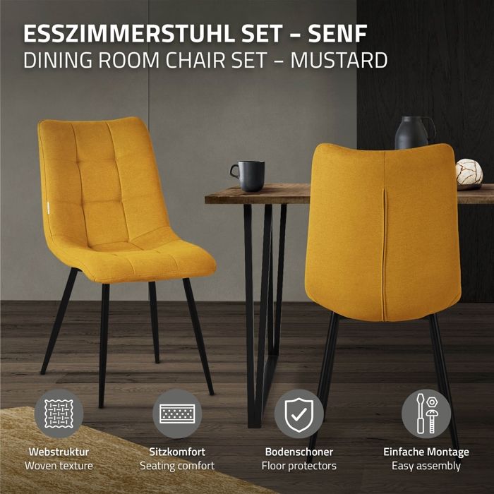 ML-Design Lot 4x Chaises de Salle à Manger - Moutarde - Style Moderne ML-Design Lot 4x Chaises de Salle à Manger - Moutarde - Style Moderne