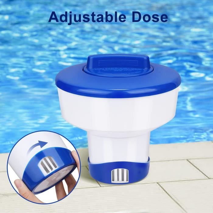 Funmo Doseur à Flotteur 5 Pouces Avec Thermomètre - 20-200g Chlore & Brome - Pour Piscine & Jacuzzi