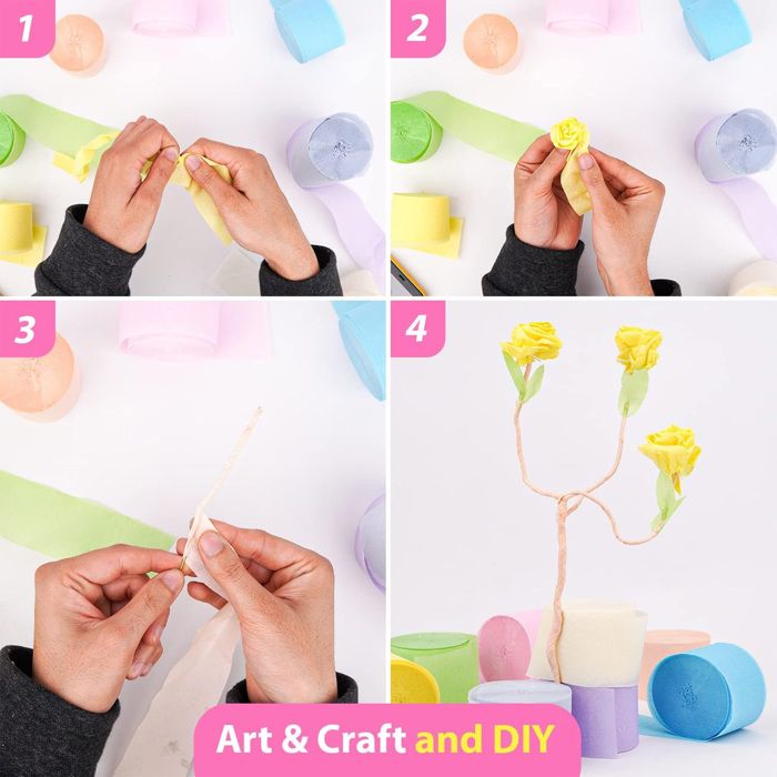 Lot De 6 Banderoles En Papier Crépon Orange Et Noir Rouleaux