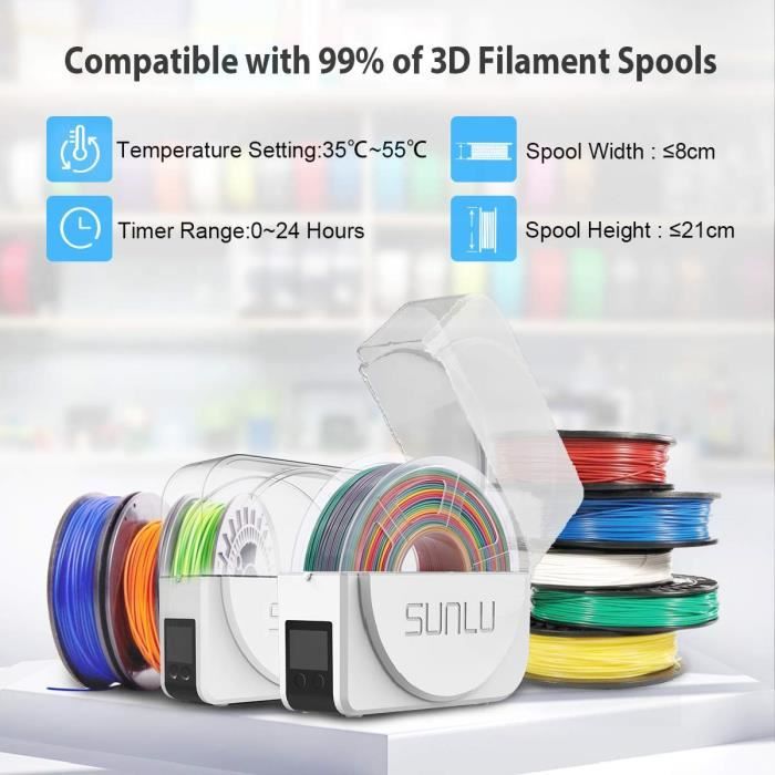 Stallu Ltd Boîte de séchage de filament 3D, chauffage jusqu'à 70 ℃, séchage  à 360 °, séchage uniforme, écran tactile LED, humidité, imprimante Mate -  AliExpress