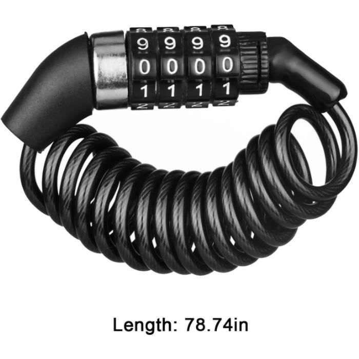 Antivol à câble Relaxdays avec cadenas à combinaison - 180 cm
