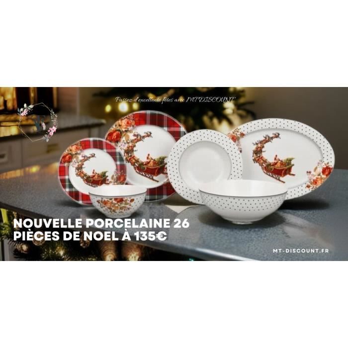 Service de table en porcelaine 26 pièces motifs pére noel - Cdiscount Maison