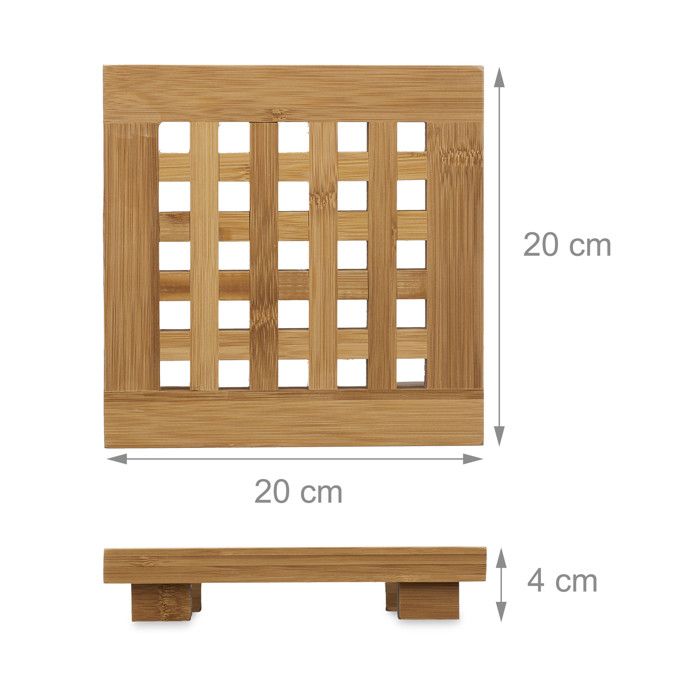 Relaxdays Dessous de plat ronds bambou lot de 4 dessous de