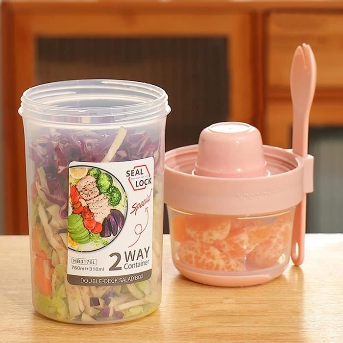 Tasse à Salade Shaker Avec Fourchette Et Support Vinaigrette - 560ml Ou 760ml, PP Alimentaire, Portable