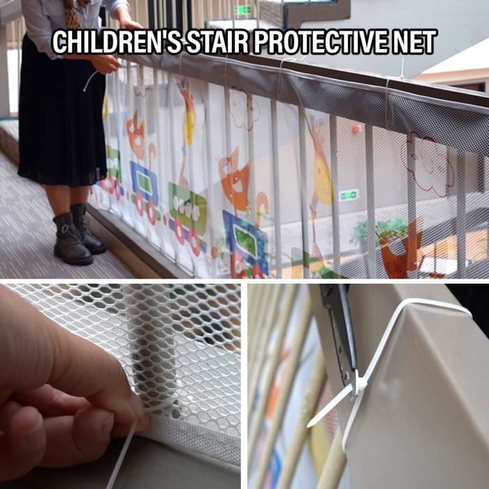 Filet de sécurité épais pour enfants (450Lx79H CM),Filet de sécurité 3m  pour escalier de train