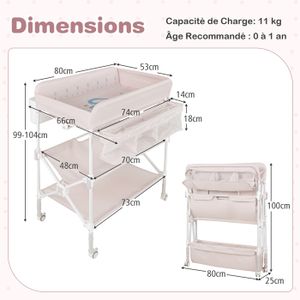 Table à Langer Bébé Pliable, Combinaison à Langer Enfants, Commode