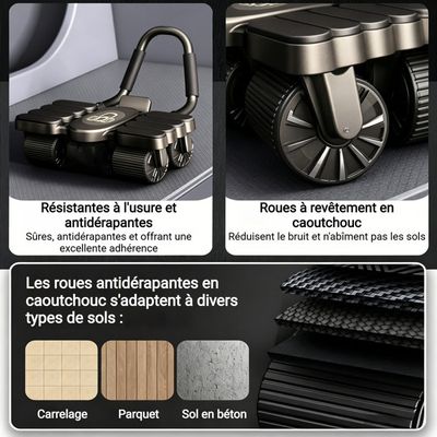Roue Abdominale Intelligente 4 Roues – Rebond Automatique, Compteur Électronique Support Téléphone – Abdos Efficaces Maison & Bureau Roue Abdominale Intelligente 4 Roues – Rebond Automatique, Compteur Électronique Support Téléphone – Abdos Efficaces Maison & Bureau