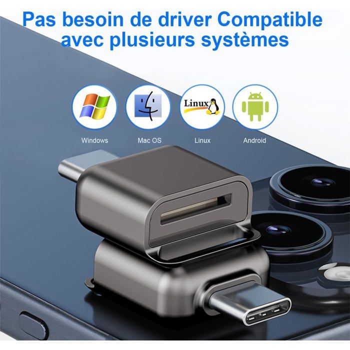 3En 1 Lecteur De Carte Mémoire SD/Micro SD + Adaptateur USB C Type C Vers Micro USB Et USB A OTG Connecteur Pour PC, Notebook Phone - Informatique