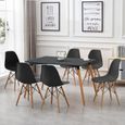 QIAN Table de Salle à Manger et 6 Chaises Ensemble - Moderne Cuisine Scandinave - Chaise Noir + Table de Salle à Manger Noir-0