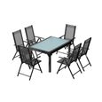Salon de jardin - 6 places - BRESCIA  - Concept Usine - extensible - Aluminium - Table Rectangle - 6 fauteuils - contemporain - Gris-0