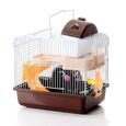 Cage à Hamster avec accessoires, à 2 niveaux, antidérapant pour petits animaux, Habitat, grotte, Chi Brown-0