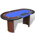 Table de poker pour 10 joueurs - vidaXL - Bleu - Surface en feutre rembourrée - 9 porte-gobelets-0