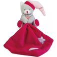 Babynat Doudou Chat plat mouchoir luminescent rose blanc bonnet étoile bébé fille-0