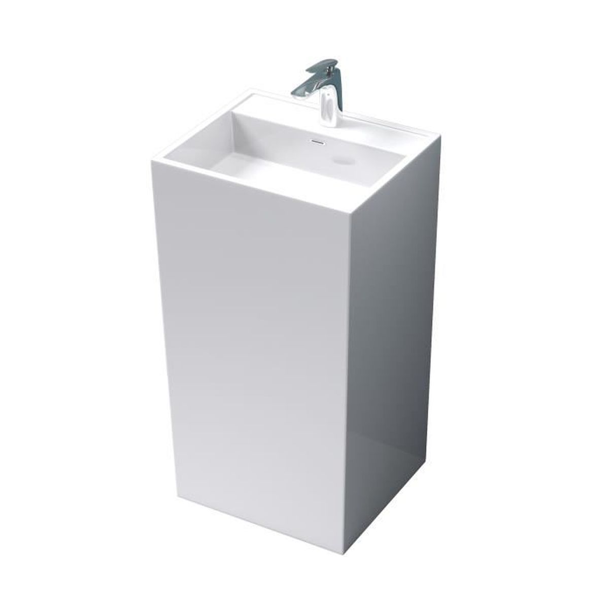 Mai & Mai Lavabo à encastrer blanc 60cm vasque lave mains rectangulaire en résine lavabo avec trop-plein Col01 60x48x13cm 