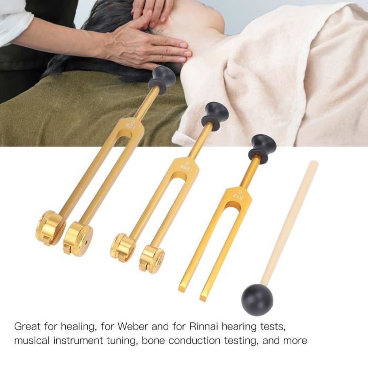Diapason 68.05Hz Avec Marteau En Bois - Outil De Guérison Sonore Et Relaxation Anti-Stress