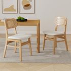 WAHSON OFFICE CHAIRS Wahson Chaise de Salle à Manger Lot de 2 Chaise Salle à Manger Bois Rétro et Rotin, Chaise de Cuisine pour Salon, Cuir PU, Blanc