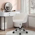 Chaise Bureau Pivotante WOLTU - Fauteuil Coiffeuse Cachemire - Dossier en Pétale - Hauteur Réglable - Crème