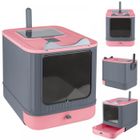 MIPAN.Bac à Litière Fermé - Maison de Toilette Chat Bac Litière pour Chat - Avce Pelle - 44.5 x 36.5 x 34.5cm - Rose