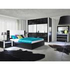 MEUBLORAMA Ensemble design pour chambre à coucher LINA noir. Lit + 2 chevets avec LED + commode avec LED