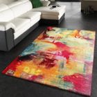PHC Tapis Design Moderne Toile Optique Multicolore Vert Bleu Rouge Jaune [120x170 cm]