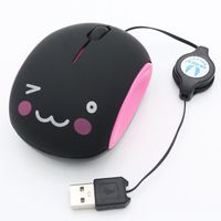 câble rétractable couleur Mini-souris filaire USB pour filles, 1200dpi, design de dessin animé, silencieux et