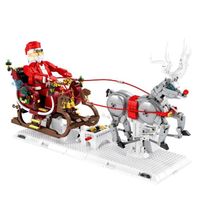 Reobrix - Modèle de puzzle de traîneau de Noël en blocs de construction, jeu de construction intellectuel