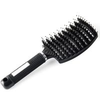 1 Pcs Brosse à poil de sanglier-Accessoires coiffure Meilleure pour démêlage de cheveux épais et démêlant- Noir