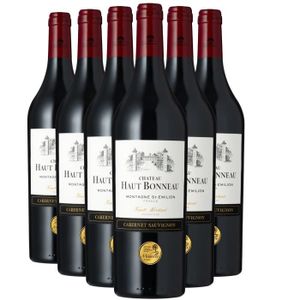 VIN ROUGE Montagne-Saint-Emilion Cabernet Sauvignon Rouge 2022 - Lot de 6x75cl - Château Haut-Bonneau - Vin AOC Rouge de Bordeaux