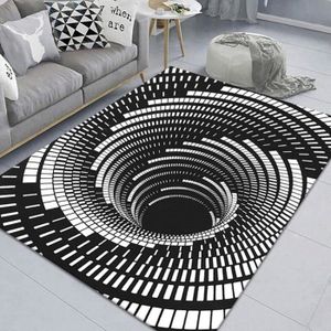 TAPIS DE CUISINE Tapis de Sol 3D Vortex Illusion Noir Blanc - Antid