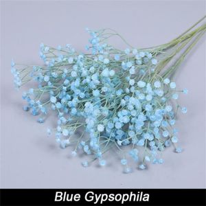 FLEUR ARTIFICIELLE Objets décoratifs,Fleurs artificielles Gypsophila,blanc,rose,bleu,Bouquet en plastique pour bébé,décoration - Blue Gypsophila -5pcs