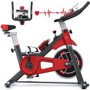 VÉLO D'APPARTEMENT Vélo d'appartement, Roue d’Inertie 6KG, Poins max 120Avec Écran, Vélo d’Exercice, Fitness, d'Intérieur,Cardio, Noir et Rouge