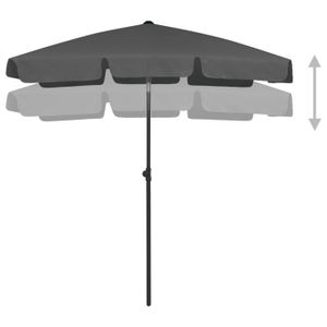 PARASOL Parasol de plage/voiles d'ombrage - polyester - Anthracite - Résistance aux UV et aux intempéries - 180x120 cm HOP