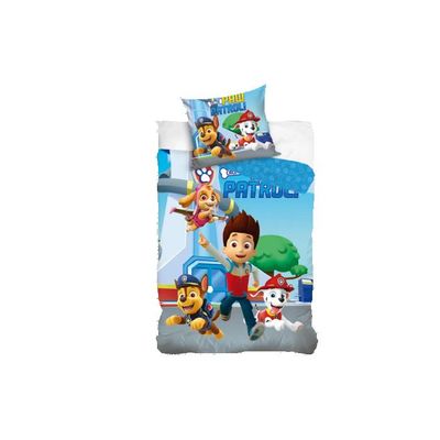 Parure de lit enfant - PAT PATROUILLE PAW Patrol - Housse 140x200 cm - Taie 48x74 cm - Bleu - Maison