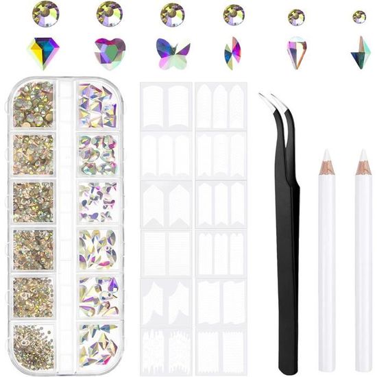 FYGEM SS6 Lot De 4 000 Strass En Fer Avec Stylo De Cueillette Noir