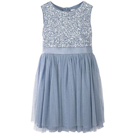 Maya Deluxe Midi-jurk voor meisjes, pailletten, feestjurk, tutu, bruidsmeisjes, bruiloft, met ceintuur, Orchidee ijs, 9-10 jaar