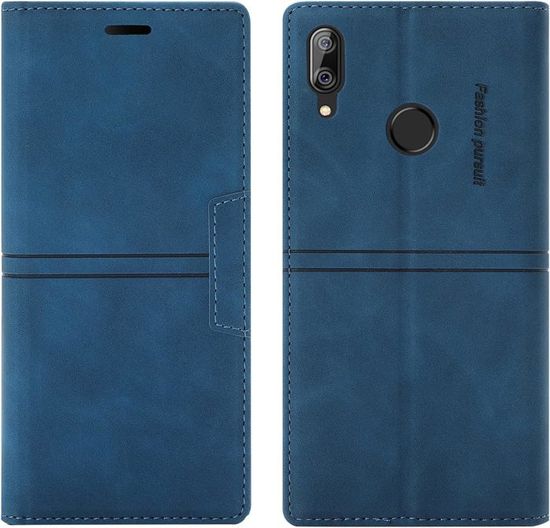 Sinyunron Cover Compatibile con Huawei Y9 2019 Custodia in Pelle PU,Flip Caso Fibbia Magnetica Cellulare Case a Libro,Elegante Portafoglio Stile Business,Rosso