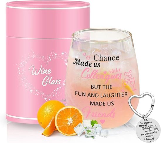 Verre à Vin Coloré Sans Pied Chance Made Us Colleagues, 416 Ml, Pour Collègues Qui Quittent Le Personnel D'adieux, Départ à La Retraite, Fête, Patron, Remerciement, Cadeau D'anniversaire