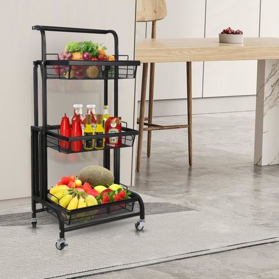 Chariot-table Pliable Pour Camping – Acier Carbone, 55x95 Cm, Noir, Résiste Aux Rayures