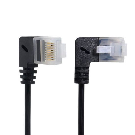 CY RJ45 UTP Câble réseau Ethernet, LAN, coudé à droite, compatible avec Cat6, Cat6a, pour