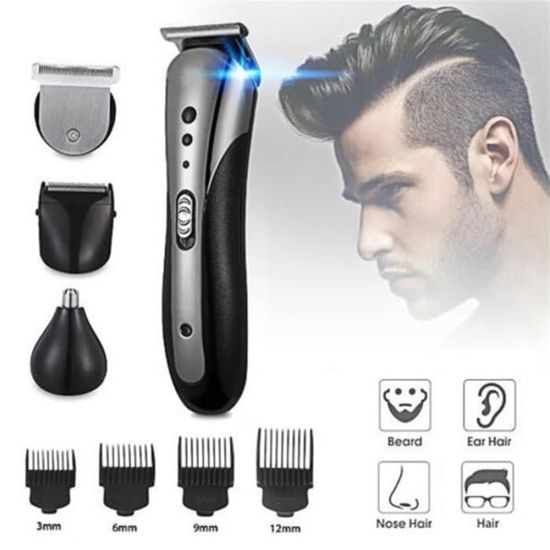 Tondeuse à cheveux électrique 3 en 1 pour hommes, Rechargeable, sans fil, étanche, rasoir pour barbe, nez, o